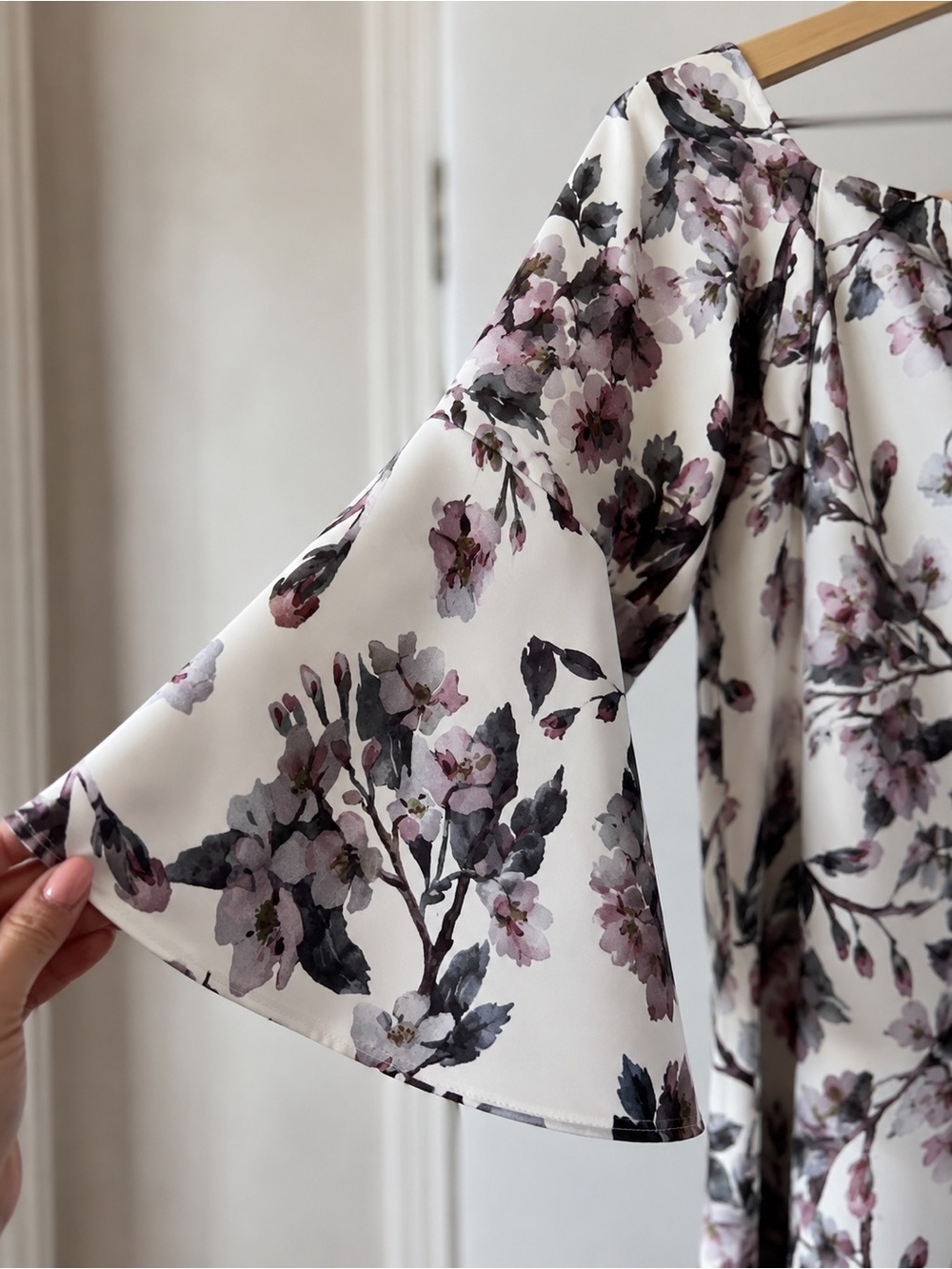 Olivia Matthews White Off-Shoulder Midi Dress with Lavender Floral Print - Picture 2 of 5